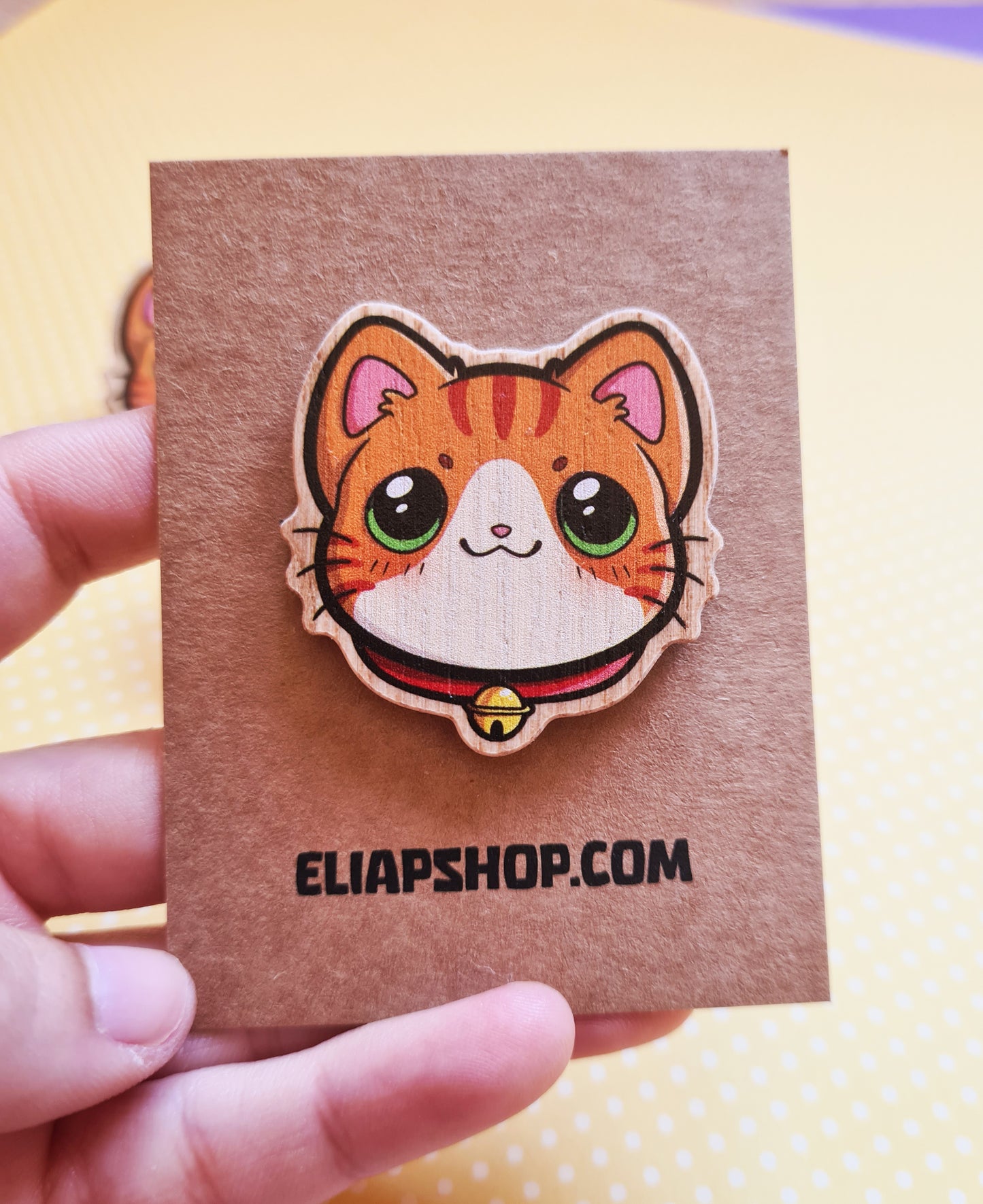 Pin de madera de Gato Naranja