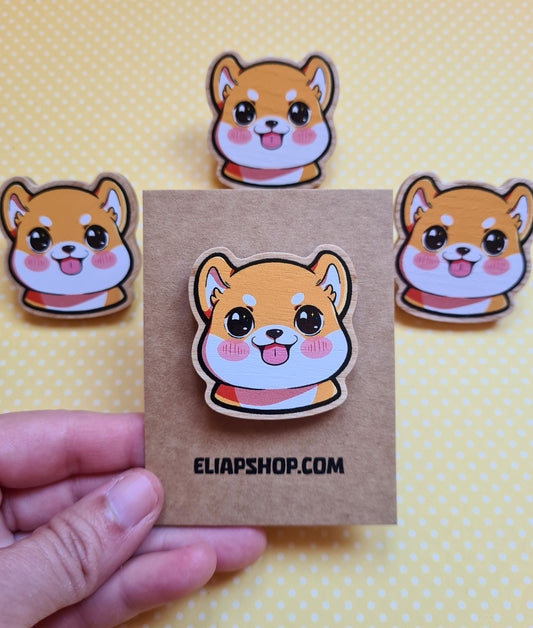 Pin de madera de Shiba Inu
