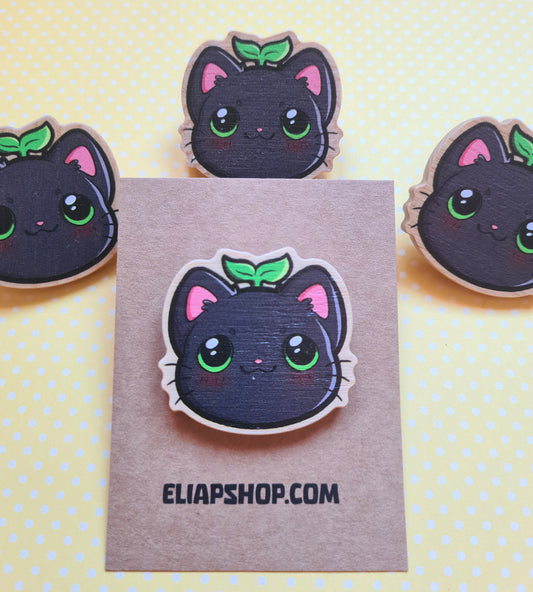 Pin de madera Gato Negro