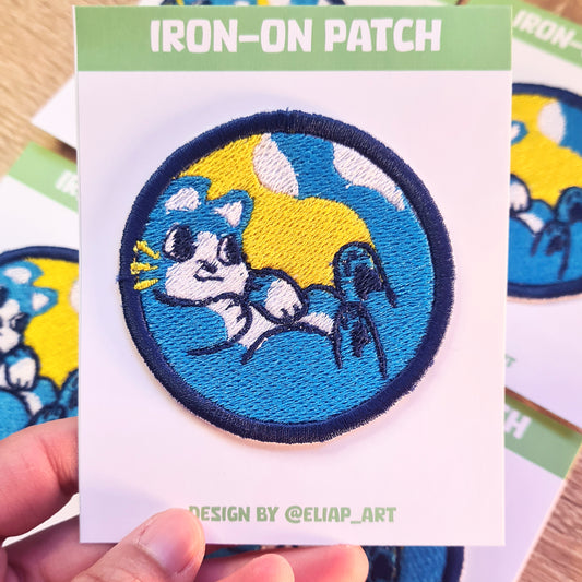 Parche bordado Gato azul