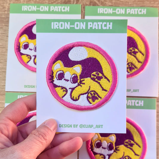 Parche bordado Gato rosa